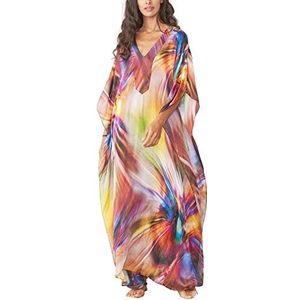 YouKD Dames Zomer Kaftan Quick Dry Maxi Bohemian Jurk Strand Bikini Coverup Robe Lange Kimono One Size
