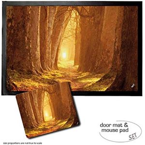 1art1 Bossen, Magic Light, Forest Path In Autumn Deurmat (60x40 cm) + Muismat (23x19 cm) Cadeauset