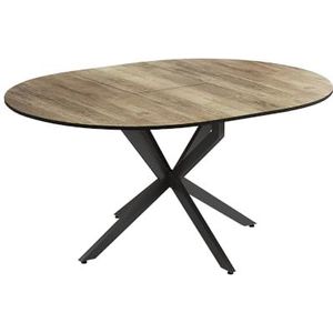 Vicco Eettafel Loyd, zwart/eiken rustiek, 120 x 76,5 cm uittrekbaar