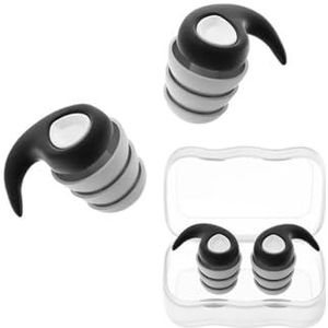 Drie lagen siliconen ruisonderdrukking oordopjes zachte comfortabele geluidsisolatie slapen oordopjes voor volwassenen kinderen (zwart-L)