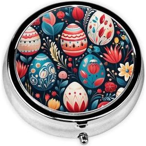 Ronde pillendoos 3 compartimenten pillendoosje voor portemonnee en zak kleine pillenorganizer prachtig patroon eieren reizen pillendoos draagbare olie opbergdoos metalen geneeskunde vitamine organizer