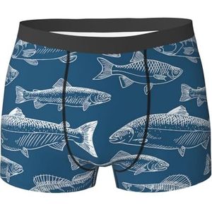 ZJYAGZX Ocean Fishes Print Boxershorts voor heren, comfortabele onderbroek, ademend, vochtafvoerend, Zwart, L