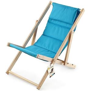 KADAX Ligstoel, strandstoel van hout, zonnebed tot 120 kg, ligstoel van beukenhout, houten klapstoelen, strandstoel, klapstoel voor strand, houten ligstoel (met hoofdsteun, blauw)