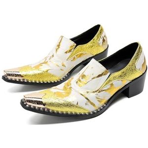 ZZveZZ Geel-paarse Casual Leren Herenschoenen Met Hoge Taille (Color : Yellow, Size : 40 EU)