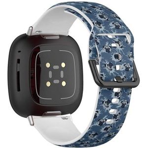 Zachte sportband compatibel met Fitbit Sense/Sense 2 / Versa 4 / Versa 3 (decoratieve hondenprint, grijze mopshond), siliconen armbandaccessoire