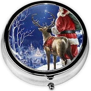 Nacht Kerstman Gedrukt Pil Doos, Mini Kleine Pil Case Draagbare Geneeskunde Pil Organizer Reizen Pil Doos met 3 Component