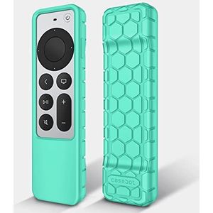 Fintie Beschermhoes voor Apple TV Siri Remote 2021 2022 - Honingkam Lichtgewicht Antislip Schokbestendige Siliconen Cover voor Apple TV 4K / HD Siri Afstandsbediening (2e Gen / 3e Gen), Turkoois
