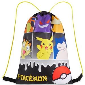 Pokemon Kids Drawstring Bag - Pikachu String Swim Bag voor School, Sport, PE Bag, Zwart/Multi, One Size, Tas met trekkoord