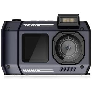 Actiecamera, Waterdichte camera 4K onderwatercamera met 64G-kaart, for snorkelen Autofocus selfie Dual-Screen,voor fietsen, motorfietsen