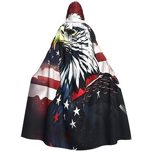 SSIMOO Amerikaanse vlag adelaar vuurwerk betoverende volwassen capuchon cape voor Halloween en feestkostuums - modieuze damesgewaden, capes