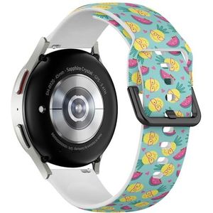 Sportieve zachte band compatibel met Samsung Galaxy Watch 6 / Classic, Galaxy Watch 5 / PRO, Galaxy Watch 4 Classic (schattige ananas watermeloen) siliconen armband accessoire