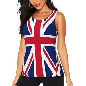 AYYQWE Britse vlag Print Tank Tops Yoga Hardlopen Wandelen Outdoor Activiteiten Casual Dagelijks Dragen Avontuur Sport, Zwart, S