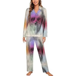 Kleurrijke Disco Schedel Lange Mouw Pyjama Sets Voor Vrouwen Klassieke Nachtkleding Nachtkleding Zachte Pjs Lounge Sets
