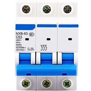 NXB-63 3P AC 230/400V stroomonderbreker C 6 10 16 20 25 32 40 63A overbelastingsbeveiliging DZ47 C Style Air Switch 1 St (Maat: 3P, Kleur: 2A)