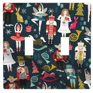 ZhaoYuGoods Notenkraker voor dames, ballet kerstdans print, muurplaat, dubbele tuimellichtschakelaar, uitgangsdeksel, 2-voudig, 11,4 cm x 11,4 cm, decoratieve pc-frontplaat voor thuis en op kantoor