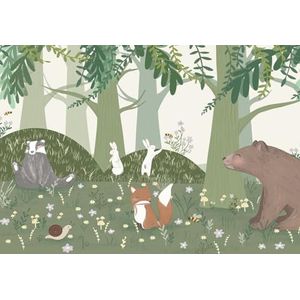 fotobehang bosdieren groen 400 x 279 cm - van Sanders & Sanders