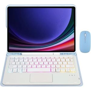 GUPENAA Toetsenbordhoes voor Samsung Galaxy Tab A8 10.5'' 2022 (SM-X200/X205/X207), 7 Kleuren Achtergrondverlichting, Magnetisch Afneembaar Draadloos Bluetooth-Toetsenbord met Muis,Blauw