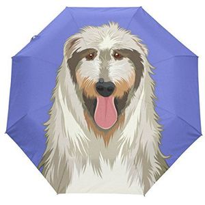 My Daily Irish Wolfhound Dog Travel Auto Open/Close Paraplu met Anti-UV Winddicht Lichtgewicht, multi, One Size