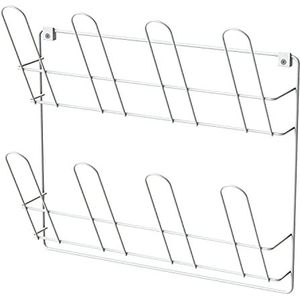 LM 322/2 schoenenrek, wit, smal hangend, wand- en deurorganizer voor schoenen, opbergsysteem, kledingkast, schoenenopslag ruimtebesparend van metaal, 42 cm breed, wit