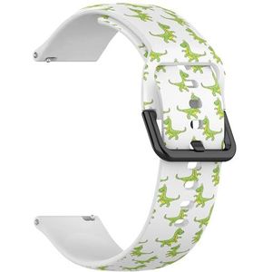 RYANUKA Compatibel met Ticwatch Pro 3 Ultra GPS/Pro 3 GPS/Pro 4G LTE / E2 / S2 (grappige groene dinosaurus op wit) 22 mm zachte siliconen sportband armband band, Siliconen, Geen edelsteen