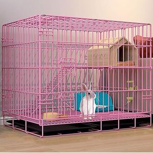 Konijnenhok Binnen Buiten Konijnenkooi, Kinderbox for kleine dieren met deur, Kooien for konijnen, cavia's, Puppy, Kittenbox, met diepe uittrekbare lade (Color : Pink, Size : 70 * 50 * 60cm)