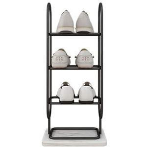 Schoenenrekken Nordic metalen schoenenrek marmeren basis schoenenplank meerlaags huisingang woonkamer Woonkamer (Color : Black and white, Size : 4 Tier)