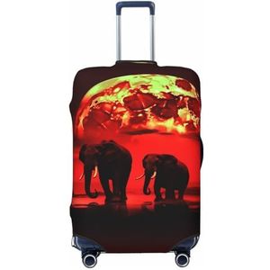 VTCTOASY Rode Volle Maan Olifanten Print Reizen Bagage Cover Mode Koffer Cover Elastische Bagage Protector Cover Past 18-32 Inch Bagage, Zwart, M