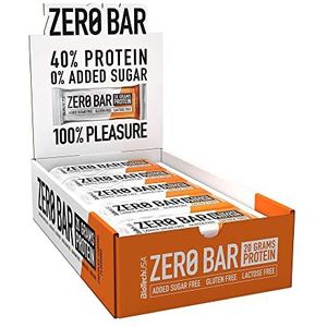 BioTechUSA Zero Bar Protein snack - Suikerarm & Lactosevrij | Knapperige textuur | Heerlijke smaken | Ideaal voor diëten en workouts, 20 * 50 g, Chocolade-Karamel