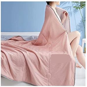 MKLHAVB Koeldekens koeldeken zomer dekbed gladde lucht cndition dekbed bed wasbaar slaap volwassen beddengoed koude deken (kleur: lotuswortel roze, maat: 180 x 200 cm)