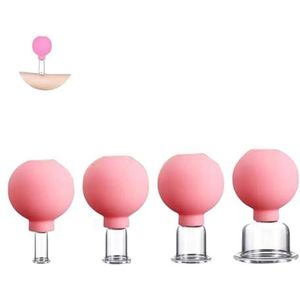 4 stuks plastic gezichtscupping-set, siliconen vacuümzuigers, cupping-therapie, een kit voor anti-cellulitis, anti-rimpel en instantly ageless huid, voor ogen, gezicht en lichaam