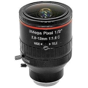 Industriële Varifocale CCTV Lens HD 3MP C Mount 2.8-12mm 1/2 Inch F1.6 Lage Vervorming for Video Surveillance Beveiligingscamera's Helder en glad