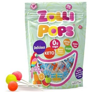 Zollipops The Clean Teeth Pops, Anti Holte Lollipops, Heerlijke Smaken, Tropisch, 5 oz (Pakket kan variëren)