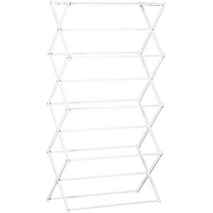 HOMCOM wasrek inklapbaar 8-traps droogrek kledingrek metaal kunststof wit 74 x 35 x 144 cm