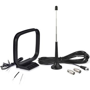 Bingfu FM Telescopische antenne met magnetische voet en AM-Loop-antenne, compatibel met Denon, Pioneer, Onkyo, Yamaha, Marantz, indoor digitale radio, bluetooth, stereo-ontvanger, AV audio video, home theater, ontvanger, tuner