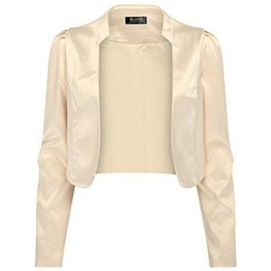 Bolerose Formeel Lang Mouw Satijn Bolero Shrug Gelegenheid Jasje (Champagne, S)
