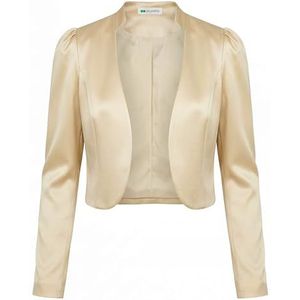 Bolerose Formeel Lang Mouw Satijn Bolero Shrug Gelegenheid Jasje (Champagne, S)