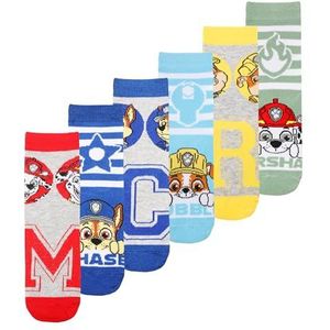 PAW PATROL Set van 6 jongenssokken, vele verschillende patronen en designs, blauw, 23/26 EU
