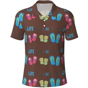 Flip Flops Kalligrafie Strandschoenen Print Ademend Polo Korte Mouw T-shirts Casual Uitjes Camping Golf Lente Zomer, Zwart, S
