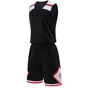 HULG Kids Basketball Kit, basketbal Kit, basketbal Kits voor jongens, kinderen Basketbal Set, Heren Basketbal Jersey en Shorts Team Uniform met Zakken Sportkleding Uniform (jersey-09, S)