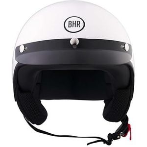 BHR Helm Demi-Jet 839 - Helm Scooter Gehomologeerd ECE 22.06 met Voorstuk en Micrometrische Ontgrendeling - Wit M