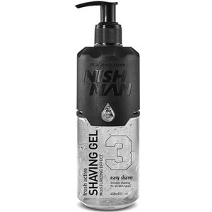 NISHMAN Shaving Gel 03 - Easy Shave 400ml - Voor een Gladde Scheerervaring, Hydraterend en Verzorgend - Perfecte Bescherming voor een Gladde Huid - Frisse en Langdurige Geur - Mannenverzorging