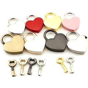 Kleurrijke Hartvormige Hangslot Lover Lock voor Vrouwen Handtassen Rugzak Sieraden Doos Ketting MMS510 1Pcs (Goud)