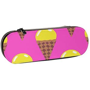 BEEOFICEPENG Potlood Case, Kleurrijke Leuke Zoete Ronde Bal Ijs,Lederen Potlood Pouch Pen Tas Office School, Sieraden Doos Make-up Borstel Doos, zoals afgebeeld, Eén maat, Tas Organizer