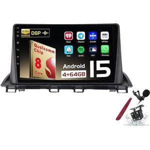 Android 15 Autoradio Sat Navi voor M-azda3 III.(2013-2017) 9 Inch Touchscreen Multimedia Speler met Draadloze Carplay GPS Navigatie FM RDS Bluetooth 5G-WiFi SWC DSP,M150s