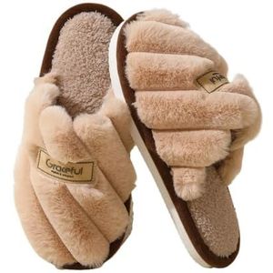 fengqingyunyan0304 Pantoffels voor dames en heren, warme pantoffels van katoen met dikke zool, Kaki, 42 EU