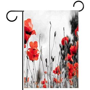 klaprozen bloemen veld Tuinvlag 28x40 inch,Kleine tuinvlaggen dubbelzijdig verticale banner buitendecoratie