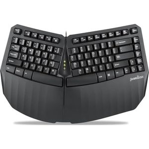 Perixx PERIBOARD-413B US, Bedraad USB Ergonomisch Mini Split Toetsenbord - 40 x 27.5 x 5.5 cm TKL Ontwerp - Zwart - US Engels Internationaal