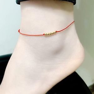 Enkelbandjes Enkelbandje Verstelbaar Rood Touw voor Vrouwen Bone Chain Enkelbanden Vrouwen Hanger Enkelbanden Vrouwen Handgemaakte Kleurketting Vrouwen Enkelbanden (Kleur: D)