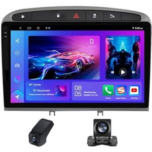 Android 14 autoradio geldt voor Peugeot 408 1 2012-2020 Peugeot 308 1 T7 2007-2015 met Carplay Android Auto WiFi 9 inch autoradio 2Din met Bluetooth/stuurbediening achteruitrijcamera(C20Plus)