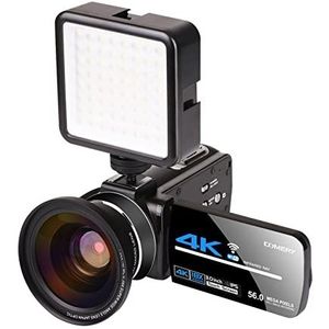 Videocamera, 4K videocamera camcorder 5 6MP WIFI Vlogging for VLOG RecordinglandScape Touchscreen Night Vision Digitale zoomcamera(32GB SD Card,AF2 Flash Lens)